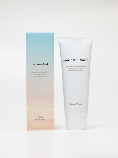 madama･hadaパールウォッシュの商品と外箱の画像